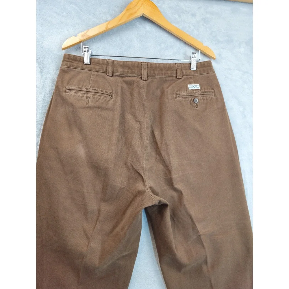 Polo Ralph Lauren Andrew Pant 35x28.5 Pleated Cuff Trouser Chino Vintage Brown